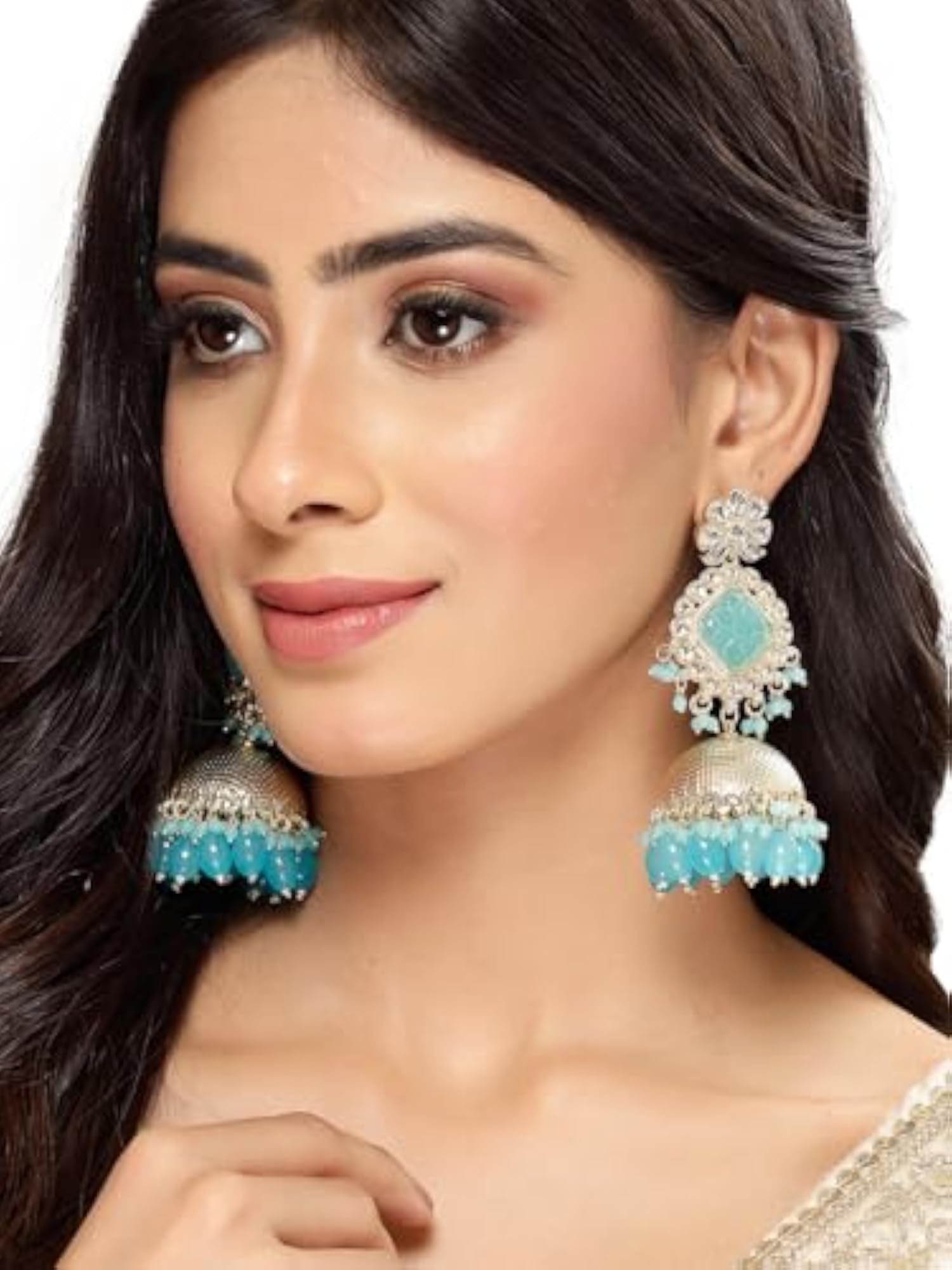 Classical Kundan Studded Jhumka Earrings For Women