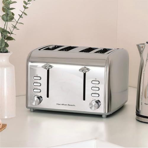 Hamilton Beach Toaster 4 Slice, Rise, 1600W, Brushed & Polished, Stainless Steel, 6 Variable Browning Levels, Removable Crumb Tray, Defrost, Cancel & Reheat Settings, Silver - HB5729 - Image 2
