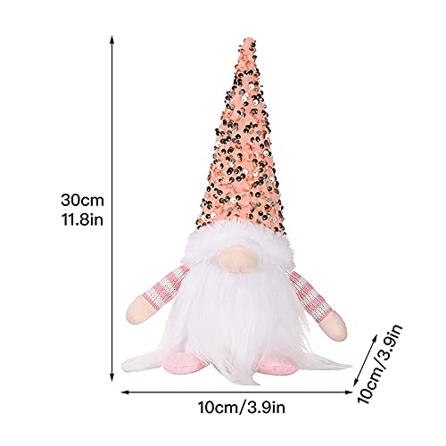 WDDH Gnomos de Natal de lantejoula com luz, 30 cm, feito à mão, gnomos de Papai Noel sueco, com chap