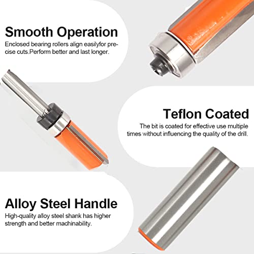 Flush Trim Router Bits 1/2 Shank By Sinoprotools, Top Bearing Pattern Template Router Bits, Carbide Router Trim Bit, Flush Cut Router Bit/Flush Trim Bit, For Wood Trimming #TOP4