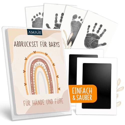 AMARI® Baby Handabdruck & Fußabdruck Set – Stempelkissen für Babys – Geschenk zur Geburt & Babyparty – inkl. 2 Stempelkissen & 4 Abdruckkarten (Klein (0-6 Monate)) AMARI® Baby Handabdruck & Fußabdruck Set – Stempelkissen für Babys – Geschenk zur Geburt & Babyparty – inkl. 2 Stempelkissen & 4 Abdruckkarten (Klein (0-6 Monate))