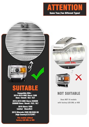 for 2014-2019 GMC Sierra Headlight Assembly 2014-2018 Sierra 1500 ...
