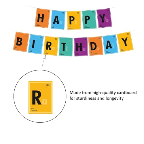 Image of Just Party Science Theme Happy Birthday Banner | Colourful STEM Birthday Banner for Boys & Girls | Birthday Decoration Bunting Banner (Cardstock)
