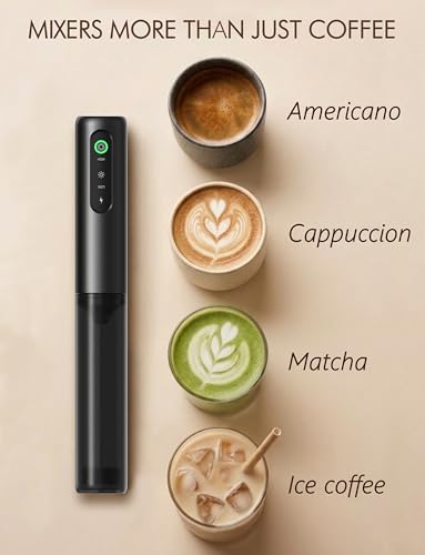 Image of Rechargeable Milk Frother Hanheld 2 Speed, Frother Wand Drink Mixer Handheld Coffee Stirrers Electric Frother for Coffee Mixer Wand -Black