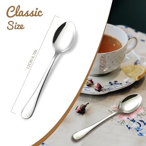 tiokin Lot de 12 petites cuillères à café en acier inoxydable de 12 cm pour café, dessert, thé, apéritif, passe au lave-vaisselle – vue 2