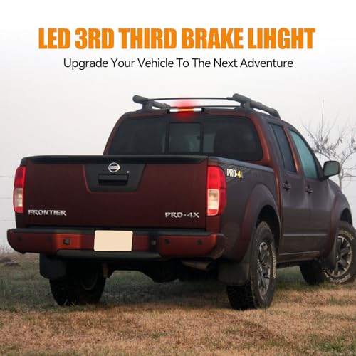 Image of Third 3rd Brake Light LED for 2004-2015 Nissan Titan & 2005-2016 Nissan Frontier, High Mount Rear Brake Lights Assembly, Waterproof Center Cab Cargo Lamp Stop Light (Black)