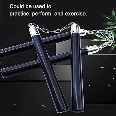 Nunchucks Safe Solid Rubber Training Nunchucks Nunchakus with Steel Chain and Bearing Ball System only for beginners ,Adults and Professionals Perform, Practice, Training,Exercise (2PCS-BLACK)