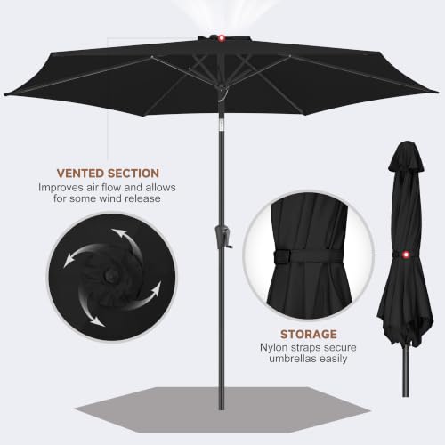 AckMizz Outdoor Patio Umbrella with Push Button Tilt, 9 ft Black by AckMizz - Used condition - Image 5