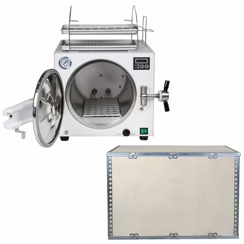USA 18L 900W High 121°C/134°C Two Temperatures Pressure Steam Machine,304 Stainless Steel Frame,Digital Control,Door Lock Autoclave Sterilizer E218