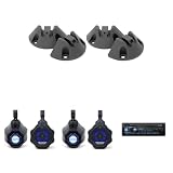 Alpine (2 Pair SPV-65RGB-CAN 6.5” Cage-Mounted Universal Weather-Resistant Coaxial RGB LED Speaker Pods w/KTE-65CAN-SM Surface Mounts & UTE-63BT Source Unit