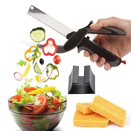 2 en 1 Chopper Cutter & Multifunción Cocina Alimentos Tijeras Reemplaza tus cuchillos de cocina y tabla de cortar, Clever Cutter, tijeras, cuchillo de cocina para verduras y carnes