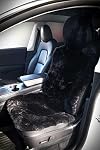 Natural Sheepskin Car Seat Covers for Women and Men | 100% Genuine Sheepskin Fur Seat Covers for Cars, Jeeps, SUVs with Elastic Straps and Non-Slip Suede Backing, 56 x 23”, 1 Pc (Black)