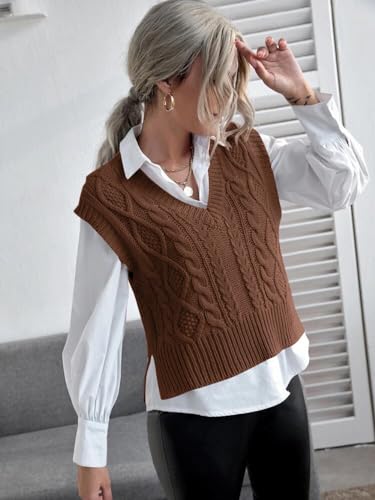 Jumppmile Womens V Neck Sweater Vest Sleeveless Pullover Crop Sweater Vest3