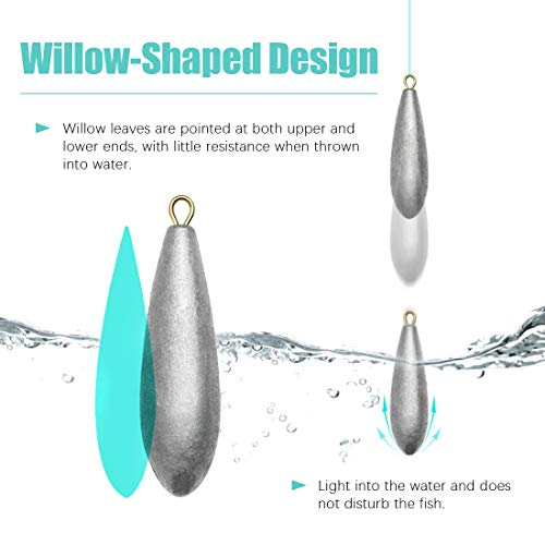image for Swpeet 10Pcs 50g Fishing Sinkers Raindrop Shape Bullet Weights Sinkers