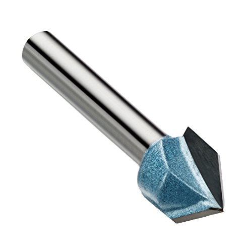 Uxcell 60 Degree V-Groove Router Bit 1/2" Dia With 1/4" Shank, Carbide Tipped V Grooving Bit (Light Blue) #TOP3