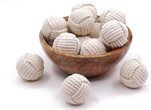 RII 6 Cotton Rope Balls/Nautical Balls/Vase Filler/Living Room Décor/Decoration Balls Ornaments DIY Projects (Cotton)