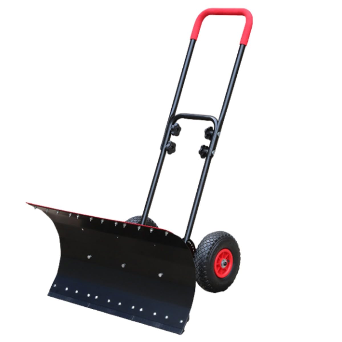 Pala de nieve resistente para entrada, empujador de nieve bidireccional resistente con ruedas, pala larga de doble propósito para quitar nieve y hielo, para puerta de acera, pala de nieve de metal
