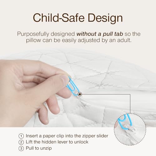 Image of Coop Home Goods Original Toddler Adjustable Pillow, Soft, Breathable, 19 inch x 13 inch Washable Mini Bed Pillow with Premium Memory Foam and Zippered Cover, CertiPUR-US /GREENGUARD Gold