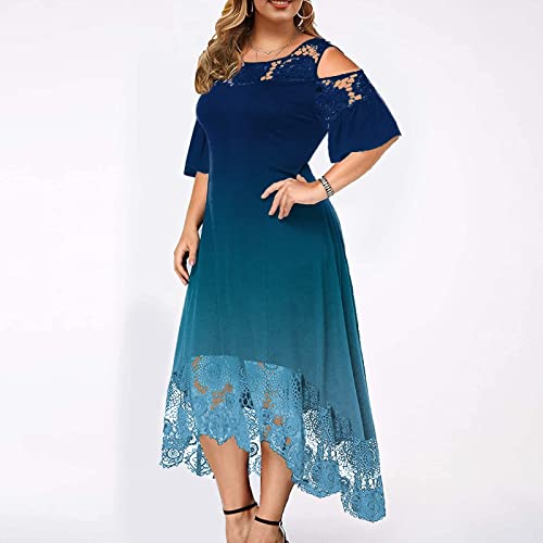 Vestidos Para Mujer Casuales Y Elegantes Deals Of The Day Trendy 2023 Going Out Dresses For Women Wedding Guest Business Womens Summer Clothes Going Out Ruffle Plus Size Dresses(F Blue,Xxx-Large) #TOP2