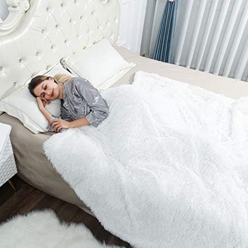N / A Blanket Faux Fur Throw Fleece 160 * 200cm Soft Blanket Elegant Fluffy Throws Blankets Suitable for Bed or Sofa(white)