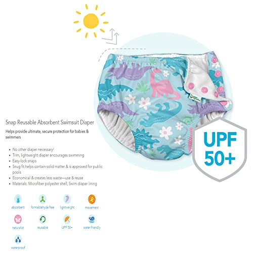 I Play (2 Pack) Girls Reusable Absorbent Baby Swim Diapers - Swimming Suit Bottom | No Other Diaper Necessary Aqua Tropical Fruit Floral And Hot Pink 24 Months #TOP4