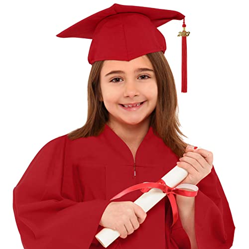 Baby Toddler Kids Girls Boys Preschool and Kindergarten Graduation Gown Cap Set with 2023 Tassel 2023 Charm Sets Clothes Red