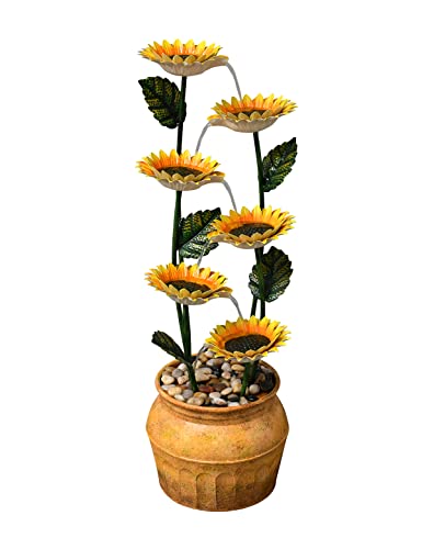 Axoso Outdoor Fountains And Waterfalls Cascading Sunflower Fountain 6-Tiers Indoor Outdoor Freestanding Water Fountain Garden Patio Backyard Porch Balcony Home Living Room Office Décor, 33.8 Inch Tall #TOP1