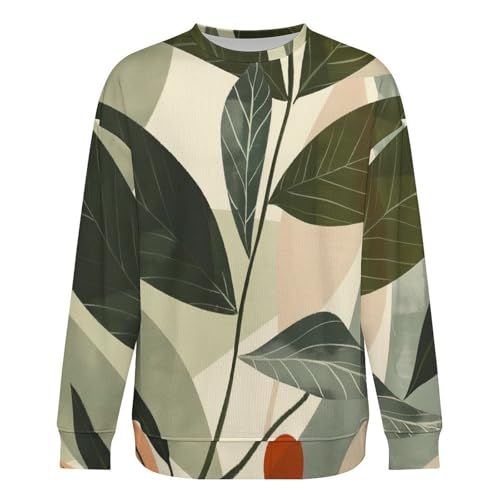 Mens Crewneck Sweater Abstract Plant Geometric Art Crew Neck Sweater for Men Casual Party Holiday Pullover3