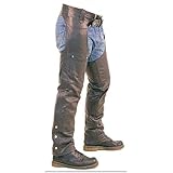 Mens Real Sexy Black Leather Chaps Motorcycle Bikers Chaps Trouser Pants Jeans W38 X L32
