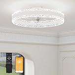 VOLISUN Ceiling Fans with Lights and Remote, 50cm Luxury Smart Crystal Ceiling Fan Light, 6 Speeds and 3000K-6500K Dimmable Quiet Fan Ceiling Lights for Bedroom Living Room Dining Room (White)