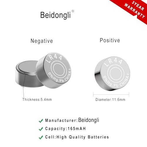 AG13 LR44 1.5V Knopfzelle Batterien Ohne Quecksilber 40 Stück(357/357A/L1154/A76/GPA76)【3 Jahre LagerGarantie】 (lr44-40)