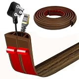 Canalina Passacavi Pavimento Adesiva | Protezione Cavi Flessibile in PVC Antiscivolo Per Ufficio, Casa (Legno affumicato, 3cm x 3m)