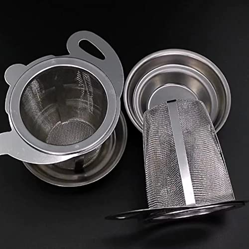 Hemoton 1 Set Tea Strainer Stainless Steel Tea Filter Cute Teapot Shaped Tea Infuser Tea Steeper With Drip Trays For Tea Flavoring Herbal Spices Silver #TOP3