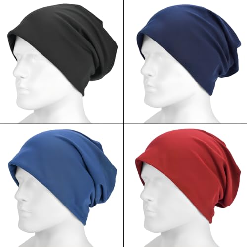 EINSKEY Lightweight Slouchy Beanie for Men Women, Oversize Thin Cotton Skull Cap Chemo Cap Night Sleeping Hat for All Seasons
