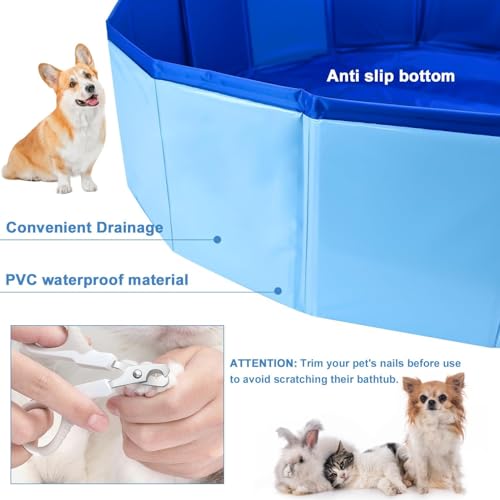 Sunshine Smile Faltbarer Pool für kleine Hunde, Badewanne, UV-beständig, vielseitig, Innen- und Außenbereich, PVC, 50x8 cm, 15 kg, Rot