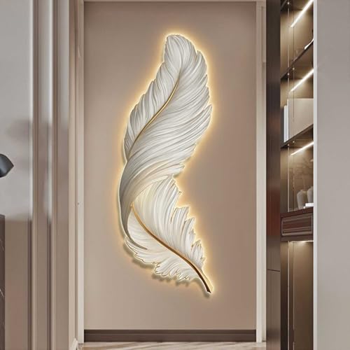 Grande décoration murale plume LED pour illuminer et décorer votre grand salon