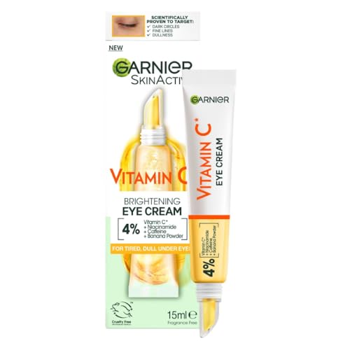 Garnier Eye Cream, With 4% Vitamin C, Brightening Eye Treatment For Dark Circles, Prevents Under Eye Bags And Puffiness, Vitamin C*, 15ml