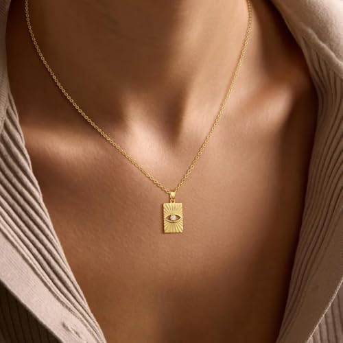 Evil Eye Necklace for Women, 14k Gold/Silver Necklace for Women, Womens Pendant Necklaces, Gold Jewelry Gifts for Women4