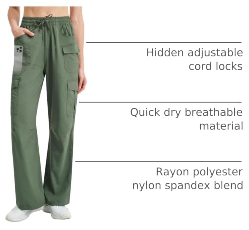 Image of Women's Cargo Pants 28 inch /30 inch Lightweight Quick Dry Casual Travel Pant Streetwear for Work Hiking Outdoor with 8 Pockets