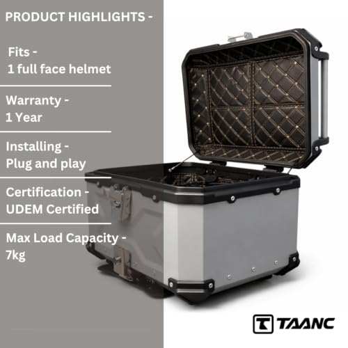 Image of CORE 45L Aluminium Motorcycle Travel Combo | X-Type Touring Storage Case with Universal Mount Plate | Lockable Rear Luggage Carrier for Travel Essentials | Water-Resistant Top Case - Aero Silver