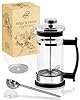 Pro@Home43 Cafetière et théière à Piston 0,35 l pour 2 Tasses (0,6 l également Disponible) Presse à café en Verre Borosilicate résistant à la Chaleur 350 ML avec cuillère doseuse en INOX, livrée en c