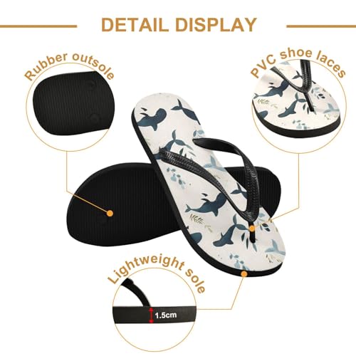 Watercolor Whales Flip Flop Sandal for Women Men, Casual Beach Slippers Indoor Outdoor XS3