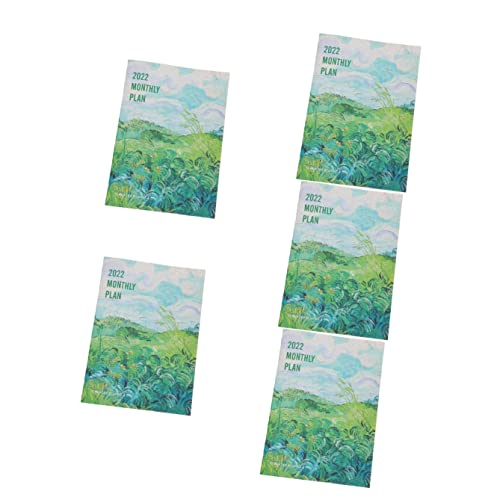 Amosfun 5 Pcs 2022 Planification B Décoratif Table Calendrier Gestion Vert Journal De Bureau Pratique Bloc-Notes Plan Rendez-Vous Académique Étudiants Écrivant Ans Pour Planificateur Cover