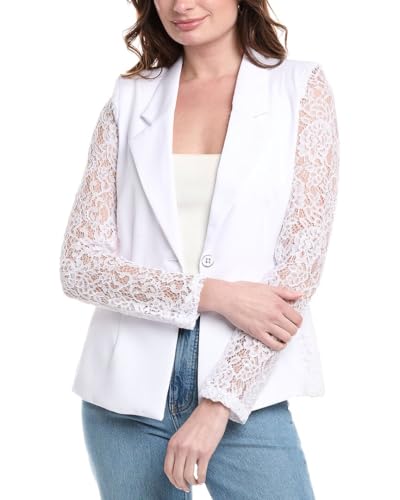 Nanette Nanette Lepore Womens Lace Sleeve Blazer, M, White
