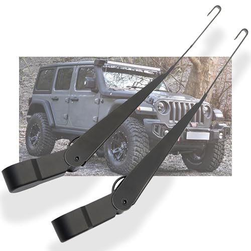 RigidWire 1 Pair Front Windshield Wiper Arm Kit Noiseless Rust Protection Fits Compatible with 2007-2018 Jeep Wrangler JK/JKU Replaces OE 68002389AA