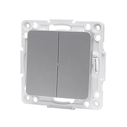Silverplatta för enkelriktad strömbrytare med två infällda nycklar. Perfekt för att modernisera och ge en elegant touch till dina elinstallationer hemma.