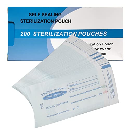 Uadme Bolsas de Esterilización, 200 Piezas Esterilizador de Cepillo de Dientes, Bolsa de Esterilización Desechable, Bolsas Autosellante, para Herramientas Dentales, Tatuajes o Manicura