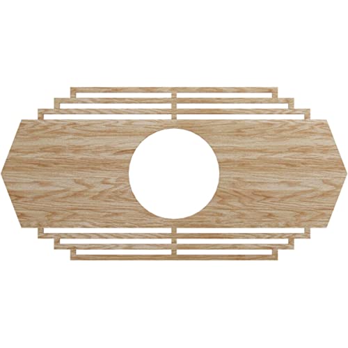 Ekena Millwork 24"W x 12"H x 6 1/4"ID x 3/8"T Chrysler Wood Fretwork Pierced Ceiling Medallion, Red Oak
