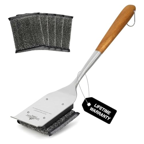 XUDAKAIXIN Grill Brush Bristle Free,with 5 BBQ Replacement Head,Perfect for Cast Iron, Stainless Steel Grates, [Ultra Safe & Efficient] Grill Cleaner for Outdoor Grill,Gifts for Men/Dad