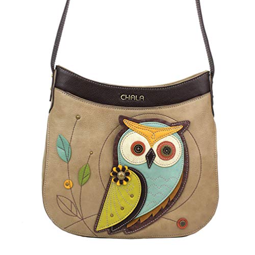 Chala Handbags Owl Crescent Crossbody Handbag Purse, Owl Lovers2